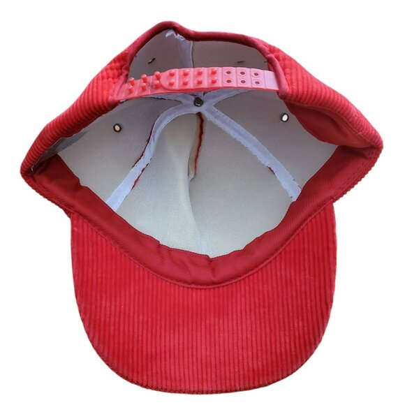 Vintage San Sun Red Corduroy Hat Snapback Baseball Cap Heavyweight Blank Trucker - Picture 10 of 11